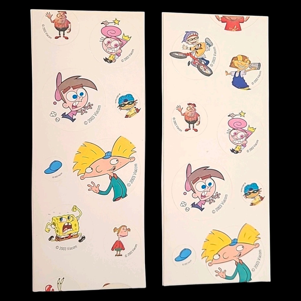 Vintage 2003 Nickelodeon Sticker Lot SpongeBob Fairly OddParents Arnold - Picture 2 of 3